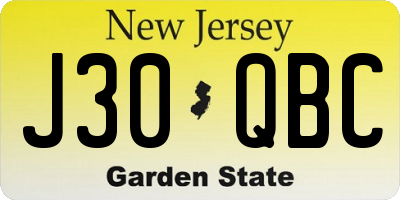 NJ license plate J30QBC