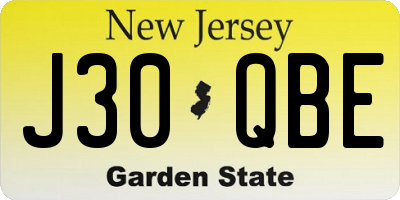 NJ license plate J30QBE