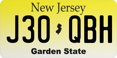 NJ license plate J30QBH