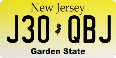 NJ license plate J30QBJ