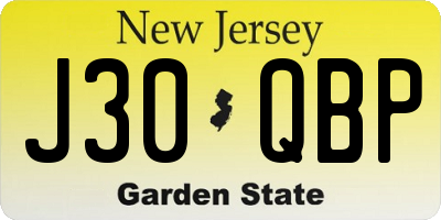 NJ license plate J30QBP