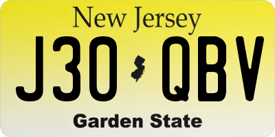NJ license plate J30QBV