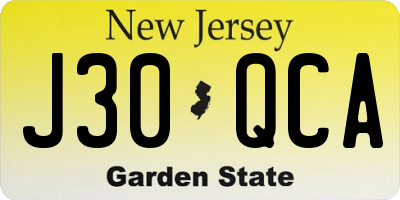 NJ license plate J30QCA
