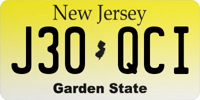 NJ license plate J30QCI