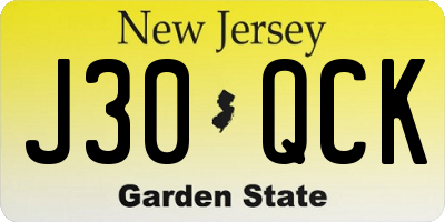 NJ license plate J30QCK