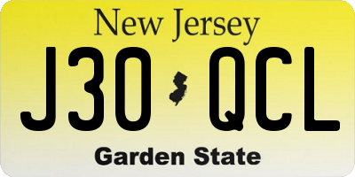 NJ license plate J30QCL