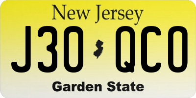 NJ license plate J30QCO