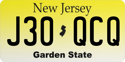 NJ license plate J30QCQ