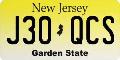 NJ license plate J30QCS