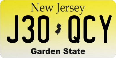 NJ license plate J30QCY