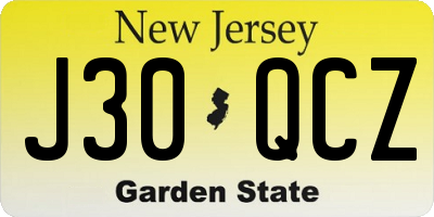 NJ license plate J30QCZ