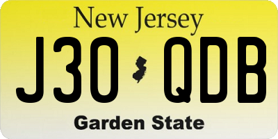 NJ license plate J30QDB