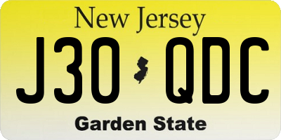 NJ license plate J30QDC