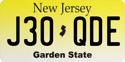 NJ license plate J30QDE