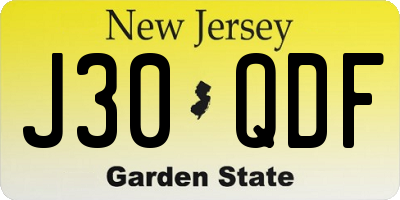NJ license plate J30QDF