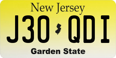 NJ license plate J30QDI