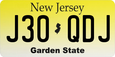 NJ license plate J30QDJ
