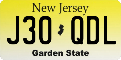 NJ license plate J30QDL