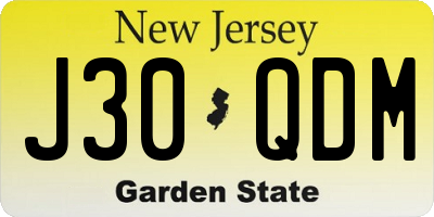 NJ license plate J30QDM