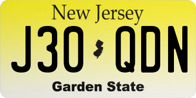 NJ license plate J30QDN