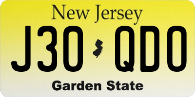 NJ license plate J30QDO
