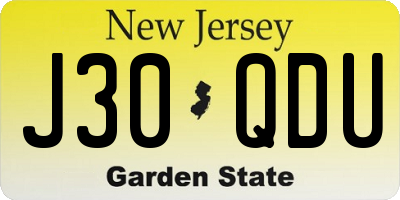 NJ license plate J30QDU