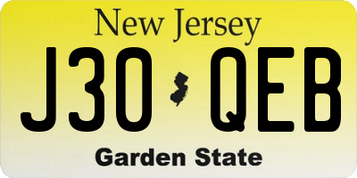 NJ license plate J30QEB