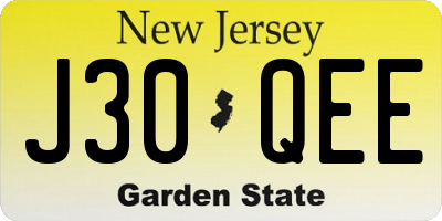 NJ license plate J30QEE