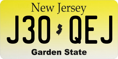 NJ license plate J30QEJ