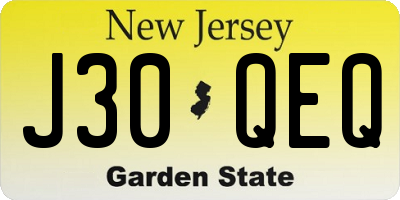 NJ license plate J30QEQ