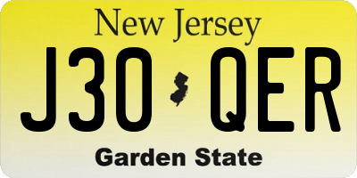 NJ license plate J30QER
