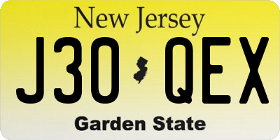 NJ license plate J30QEX