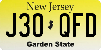NJ license plate J30QFD
