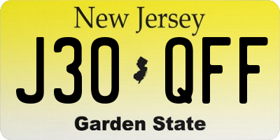 NJ license plate J30QFF