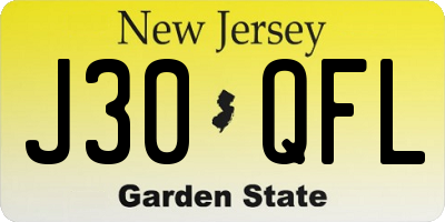 NJ license plate J30QFL