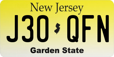 NJ license plate J30QFN