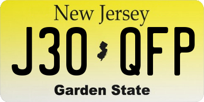 NJ license plate J30QFP
