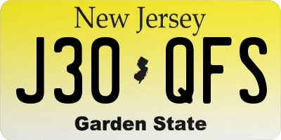 NJ license plate J30QFS