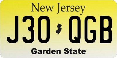 NJ license plate J30QGB