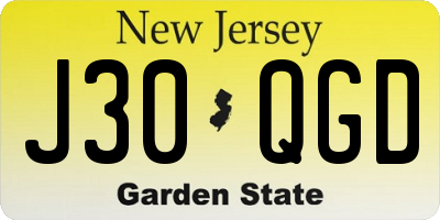 NJ license plate J30QGD