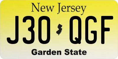 NJ license plate J30QGF