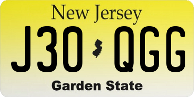 NJ license plate J30QGG