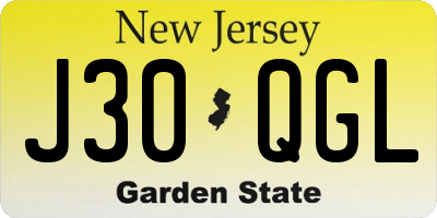 NJ license plate J30QGL
