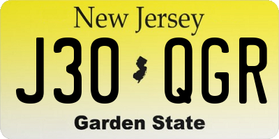 NJ license plate J30QGR