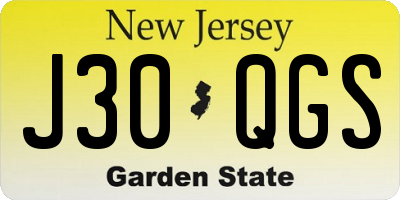 NJ license plate J30QGS