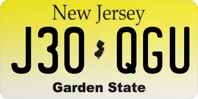 NJ license plate J30QGU
