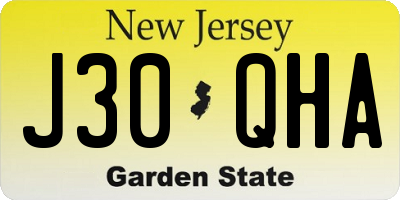 NJ license plate J30QHA