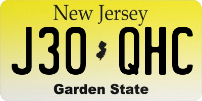 NJ license plate J30QHC