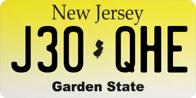 NJ license plate J30QHE