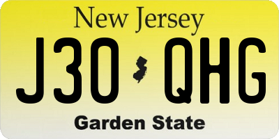 NJ license plate J30QHG